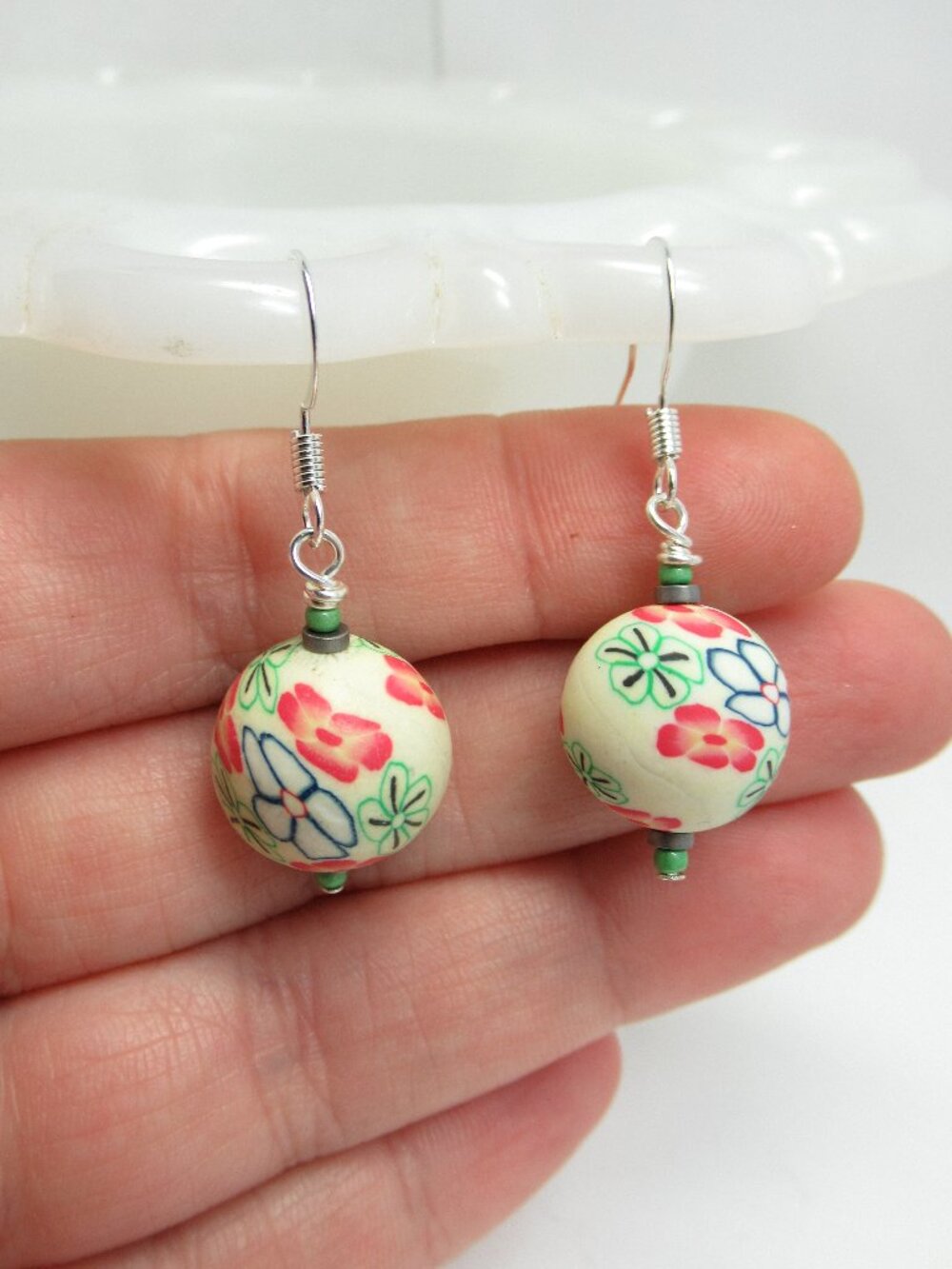 Polymer clay flower earrings